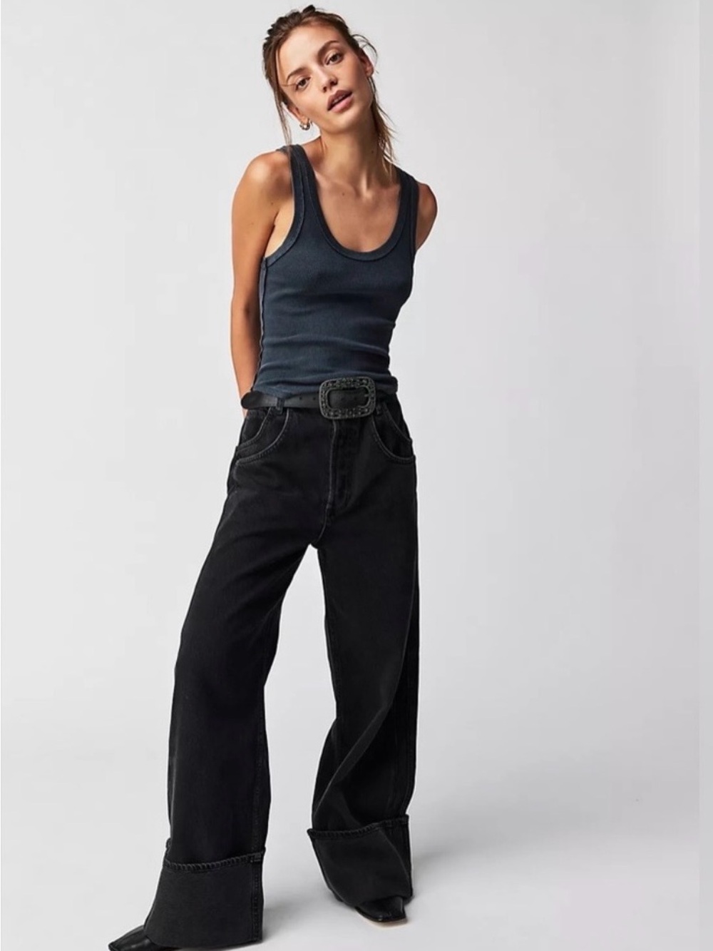 Free People Black Final Countdown Jeans NWOT SZ 28